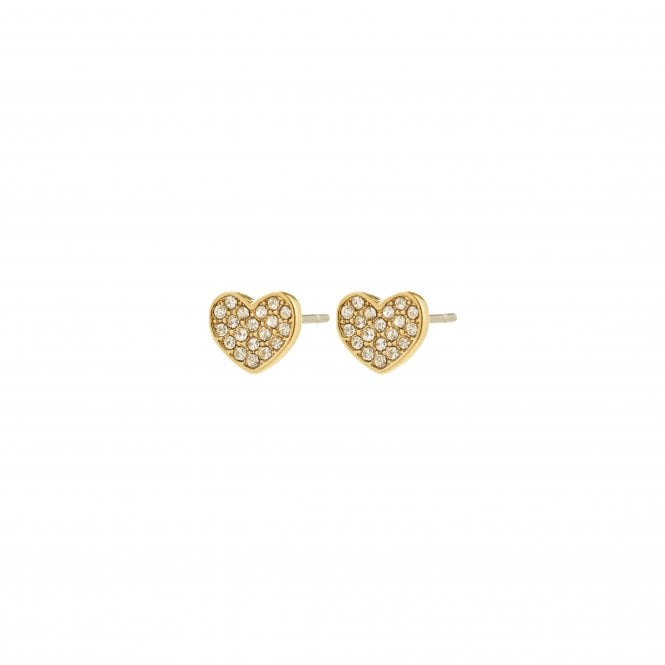 Pilgrim  Emmett Crystal Heart Gold Tone Earrings 0.6cm