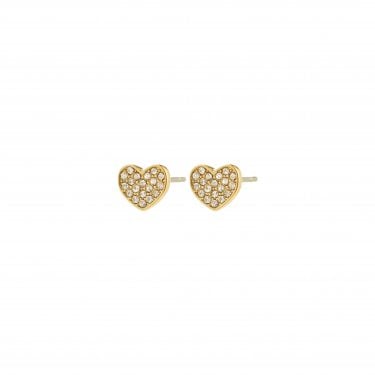 Pilgrim Emmett Crystal Heart Gold Tone Earrings 0.6cm