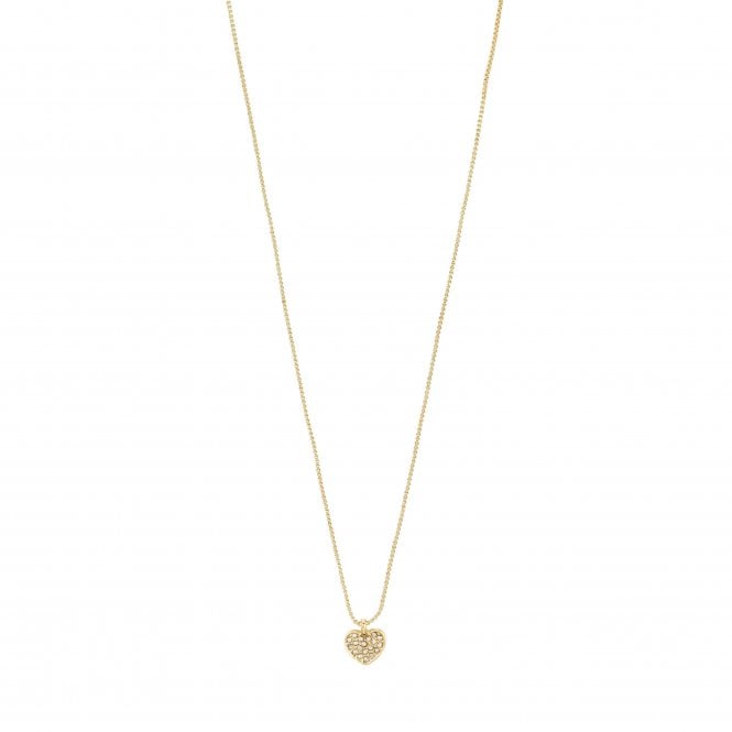 Pilgrim  Emmett Crystal Heart Gold Tone Necklace 40cm + 9cm 