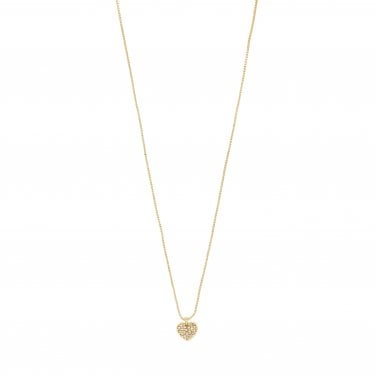 Pilgrim Emmett Crystal Heart Gold Tone Necklace 40cm + 9cm 