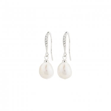 Pilgrim Jasmin Pearl & Crystal Drop Earrings 2.7cm 
