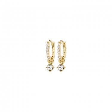 Pilgrim Joa Crystal Gold Tone Hoop Earrings 1.8cm   