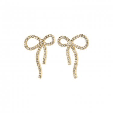 Pilgrim Jolanta Crystal Bow Gold Tone Stud Earrings 2.4cm   