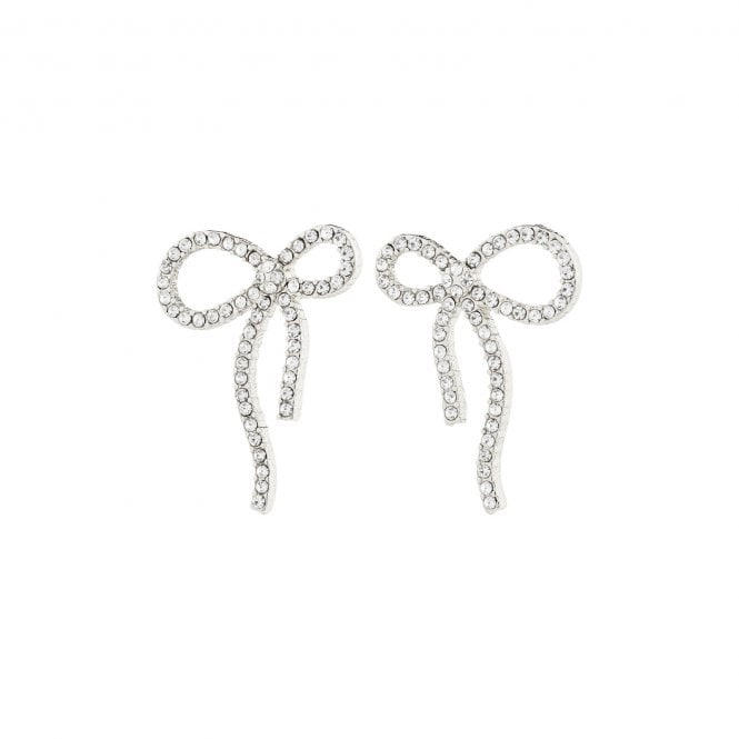Pilgrim  Jolanta Crystal Bow Stud Earrings 2.4cm   