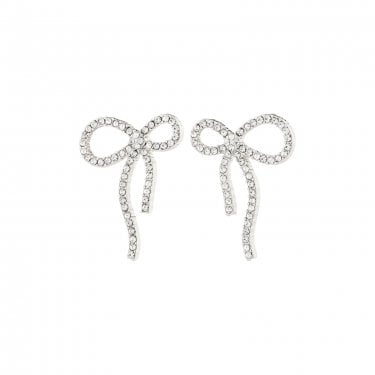 Pilgrim Jolanta Crystal Bow Stud Earrings 2.4cm   