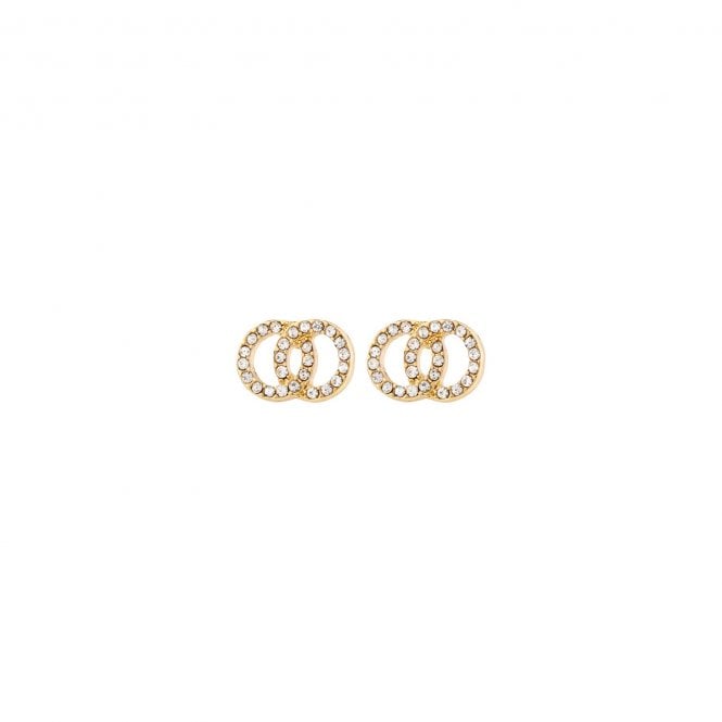 Pilgrim  Jolina Crystal Interwined Gold Tone Stud Earrings 0.7cm 