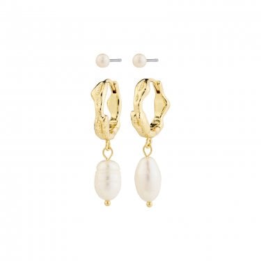 Pilgrim Jonne 2-in-1 Pearl Gold Tone Earrings 0.3cm, 3.2cm 