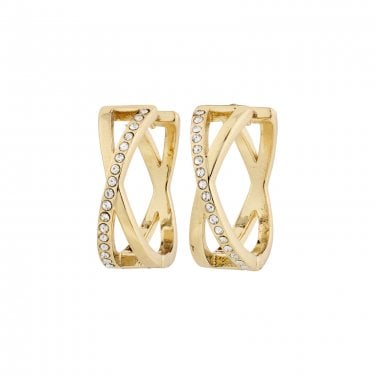 Pilgrim Kira Crystal Gold Tone Hoop Earrings 1.8cm   