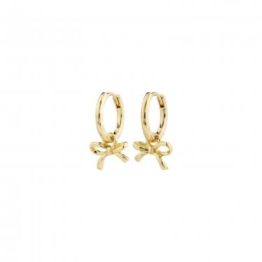 Pilgrim Lysandra Bow Gold Tone Hoop Earrings 1.8cm 