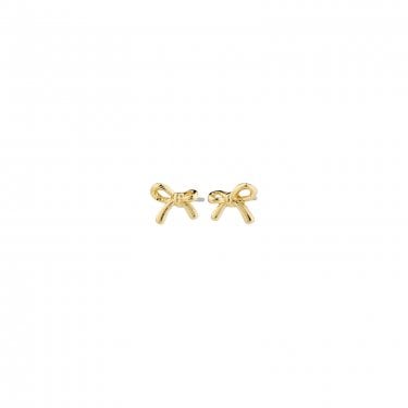 Pilgrim Lysandra Bow Gold Tone Stud Earrings 0.6cm 