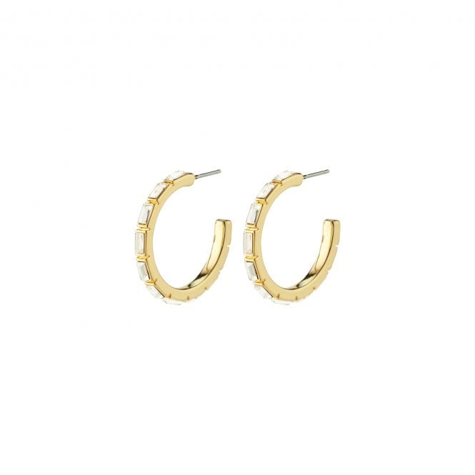 Pilgrim  Rue Crystal Gold Tone Hoop Earrings 2.7cm  