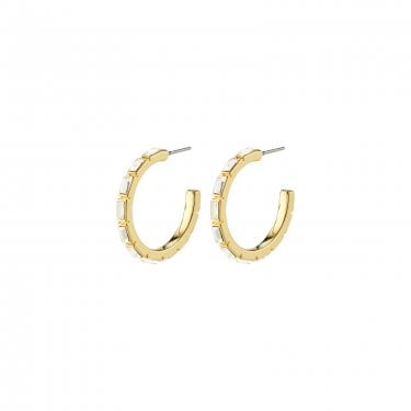 Pilgrim Rue Crystal Gold Tone Hoop Earrings 2.7cm 