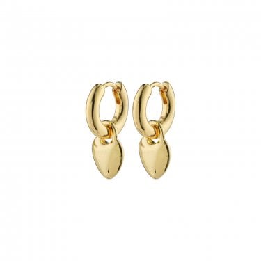 Pilgrim Sophia Heart Gold Tone Hoop Earrings 2cm 