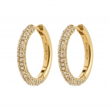 Pilgrim Tatum Crystal Large Gold Tone Hoop Earrings 24mm