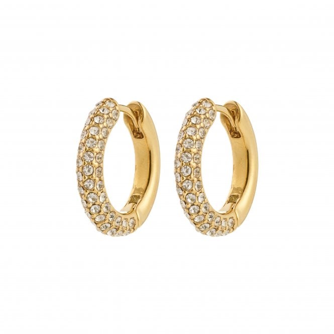 Pilgrim  Tatum Crystal Medium Gold Tone Hoop Earrings 18mm