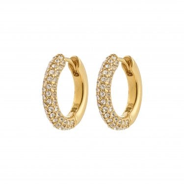 Pilgrim Tatum Crystal Medium Gold Tone Hoop Earrings 18mm