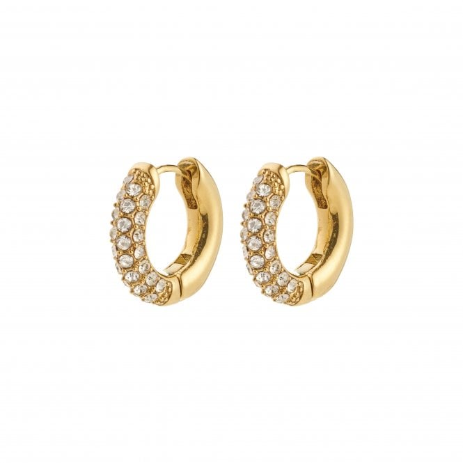 Pilgrim  Tatum Crystal Small Gold Tone Hoop Earrings 14mm