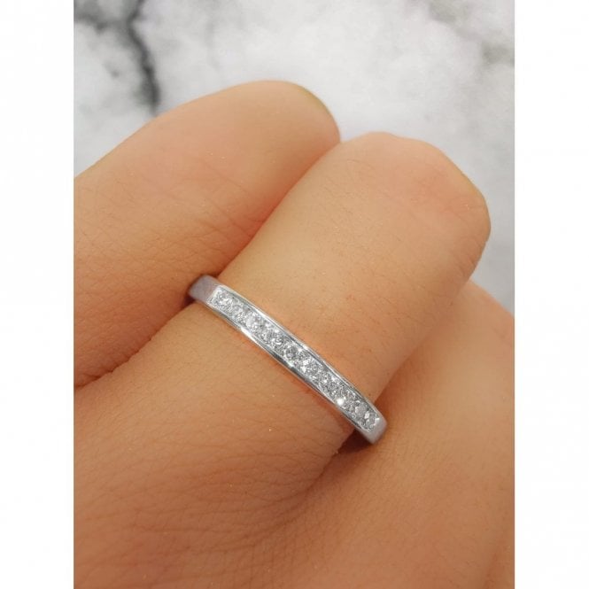 Faith Diamonds Platinum 0.15ct Round Brilliant Channel Set Diamond Eternity Ring Diamond carat weight - 0.15ct Cut - Round Brilliant Colour - G/H Colour Clarity - Si1/Si2  Size M (Other Sizes Available to Order)