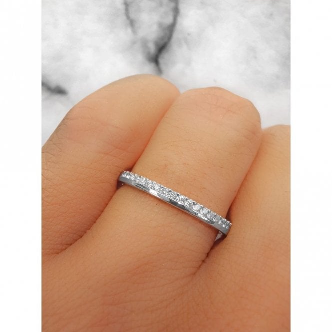 Faith Diamonds Platinum 0.15ct Round Brilliant Claw Set Diamond Offset Eternity Ring