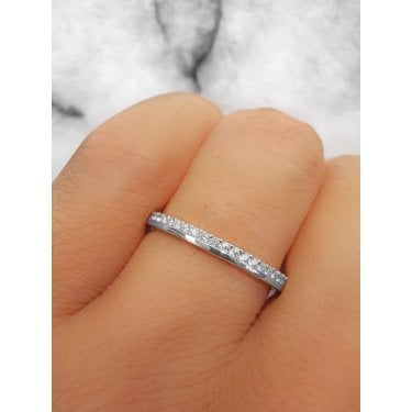 Platinum 0.15ct Round Brilliant Claw Set Diamond Offset Eternity Ring