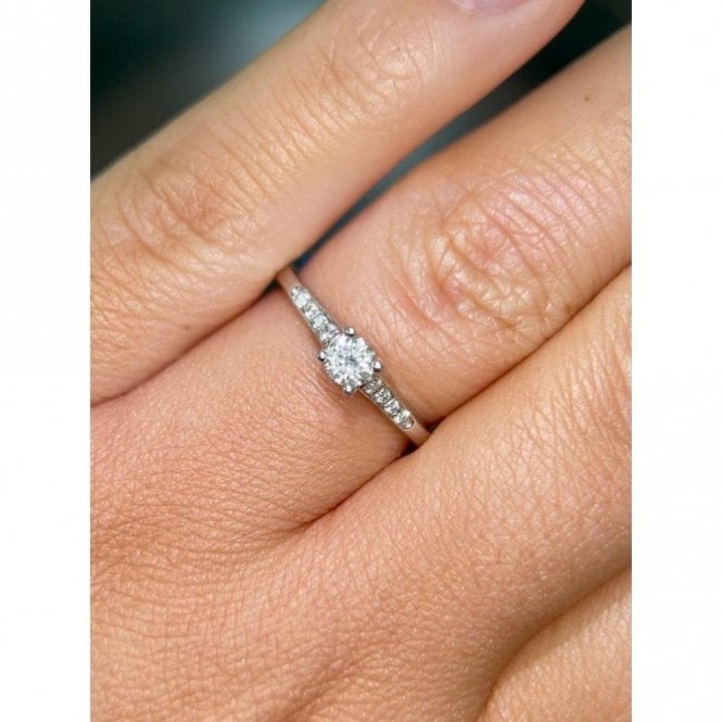 Faith Diamonds Platinum 0.33ct Round Brilliant Solitaire with Diamond Shoulders Ring