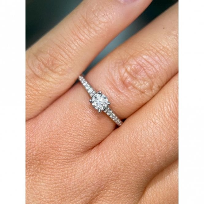 Faith Diamonds Platinum 0.50ct Total Round Brilliant Solitaire with Diamond Shoulders Ring