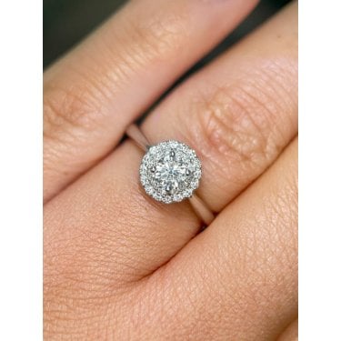 Platinum 0.58ct Round Brilliant Solitaire with Double Halo Diamond Ring