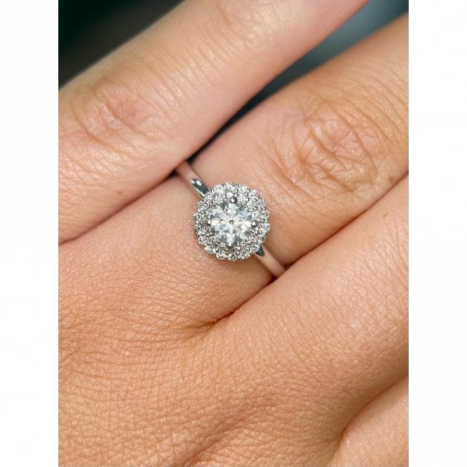 Faith Diamonds Platinum 0.60ct Total Round Brilliant Centre with Double Halo Diamond Ring