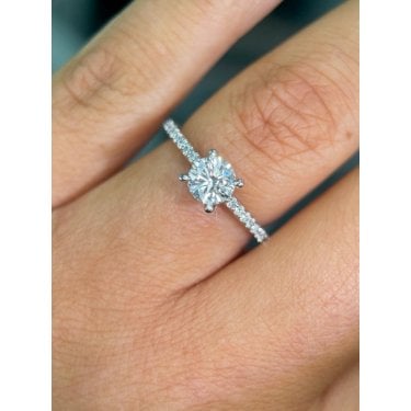 Platinum 0.90ct Round Brilliant Solitaire 4 Claw LAB Grown Diamond Ring Certified