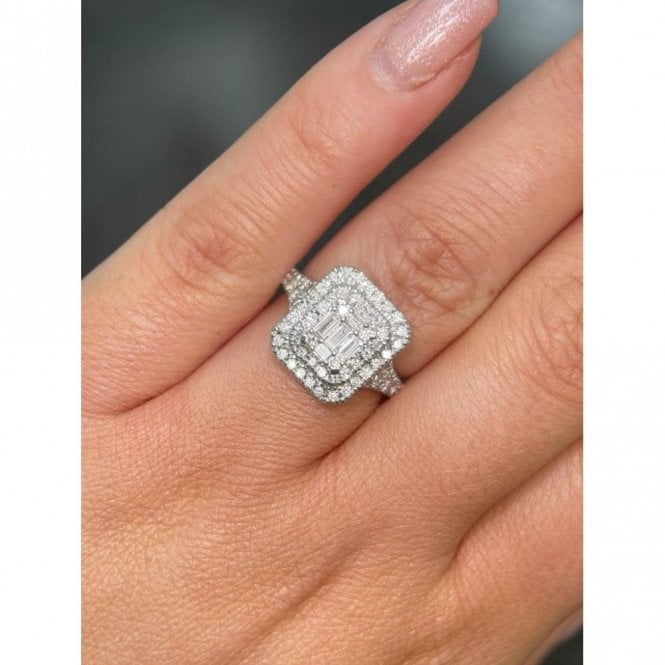 Faith Diamonds Platinum 1.00ct Total Illusion Set with Split Diamond Shoulders Ring