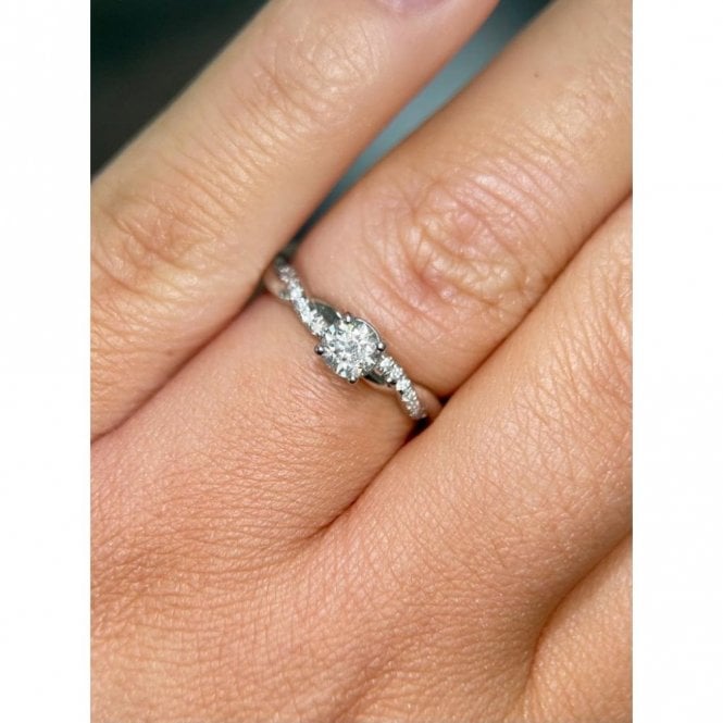 Faith Diamonds Platinum Total 0.50ct Round Brilliant Solitaire & Twist Shoulders Diamond Ring