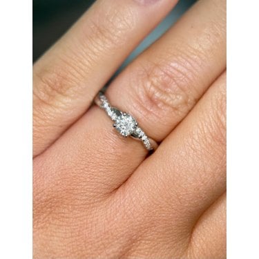 Platinum Total 0.50ct Round Brilliant Solitaire & Twist Shoulders Diamond Ring