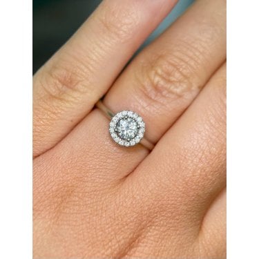 Platinum Total 0.62ct Round Brilliant Centre & Round Halo Diamond Ring