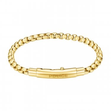 Police Fleshy Gold Tone Stainless Steel Bracelet 20cm