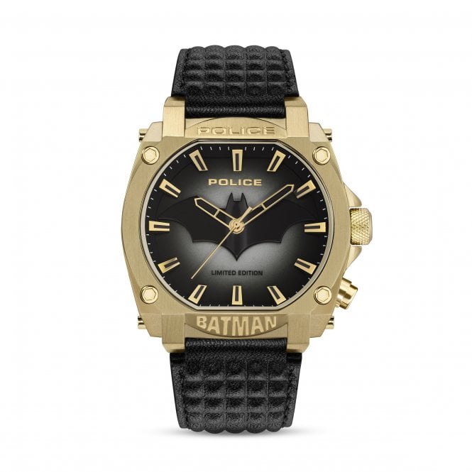 Police  Gents Forever Batman Limited Edition Black Leather Strap Watch 