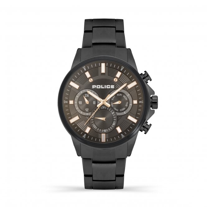 Police  Gents Kismet Multi Dial Black Stainless Steel Watch