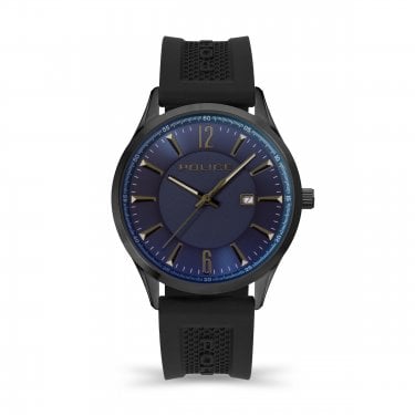 Police Gents Laser Dark Blue Dial Black Silicone Strap Watch