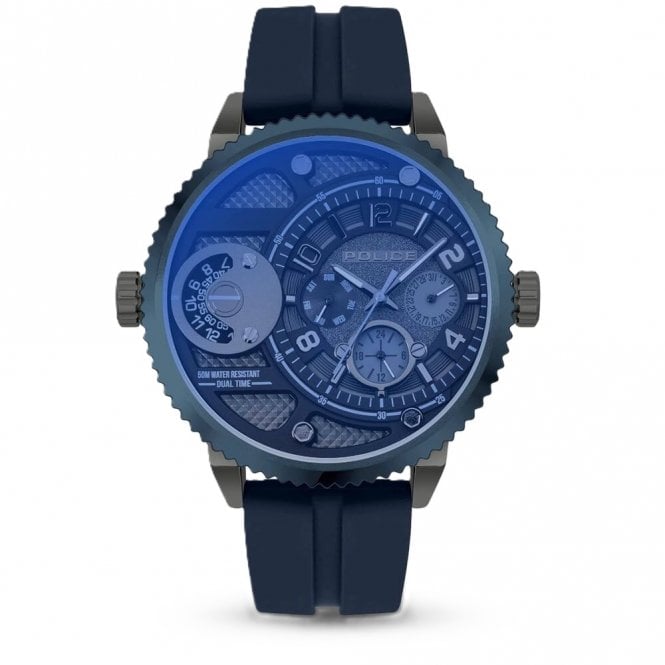 Police  Gents Ray Blue Dial Blue Silicone Strap Watch