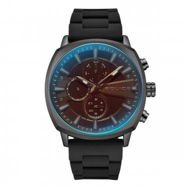 Police Gents Tuneful Black Silicone Strap Watch