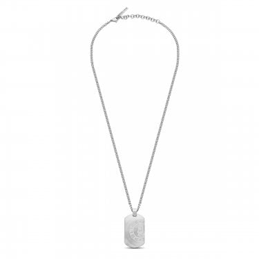 Police Pontevedra Dog Tag Stainless Steel Chain Necklace 50cm + 5cm