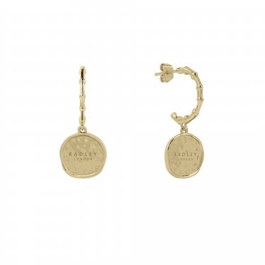 Radley Audley Drive Bamboo Charm Gold Tone Hoop Earrings 3 x 1.7cm