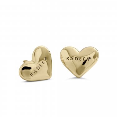 Radley Beaton Close Gold Tone Hammer Heart Stud Earrings 1 x 1cm