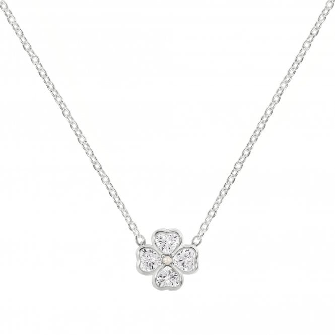 Radley  Clover Flower CZ & Pearl Sterling Silver Necklace 46cm