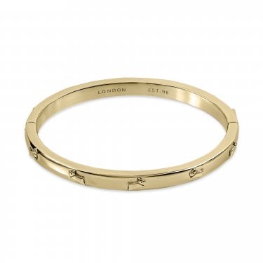Radley Cuba Street Dog Logo Gold Tone Bangle 17.5cm