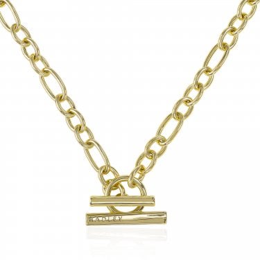 Radley Gold Tone Chunky T-Bar Necklace 48cm