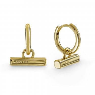 Radley Gold Tone T-  Bar Hoop Earrings 1.6cm