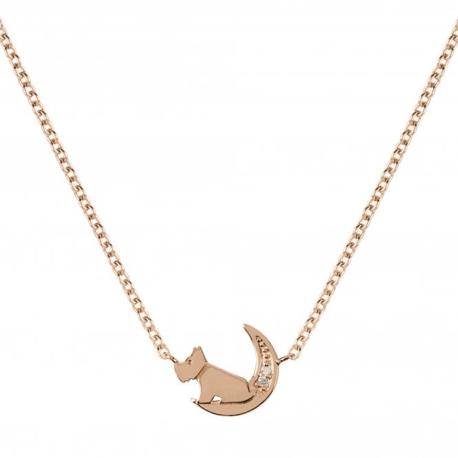 Radley  Harron Gardens Sitting Dog In Moon Rose Gold Tone Necklace 45cm + 5cm 