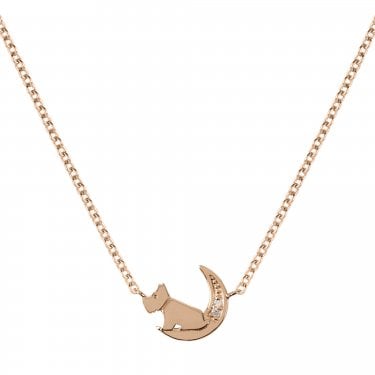 Radley Harron Gardens Sitting Dog In Moon Rose Gold Tone Necklace 45cm + 5cm 