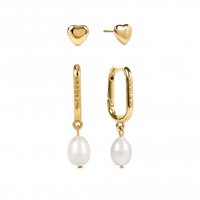 Radley  Heart & Pearl Drop Gold Tone Earring Set 0.5cm x 0.6cm 