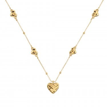Radley Heart Street Hammered Heart Gold Tone Necklace 46cm